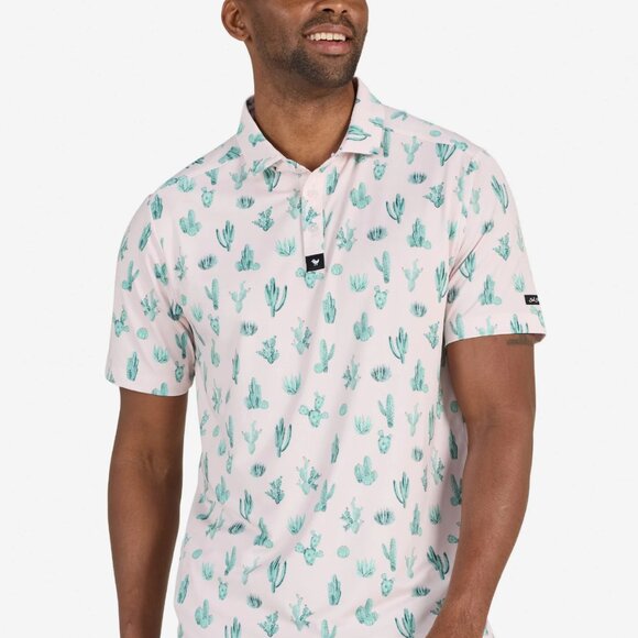 NWT New Bad Birdie Men's Thorn In Your Side Polo Size Large L Golf Shirt Pink - Picture 2 of 5